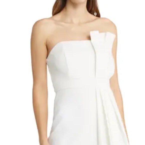 NEW Eliza J Strapless Scuba Crepe Cocktail Dress in Ivory - size 10 - Picture 2 of 10